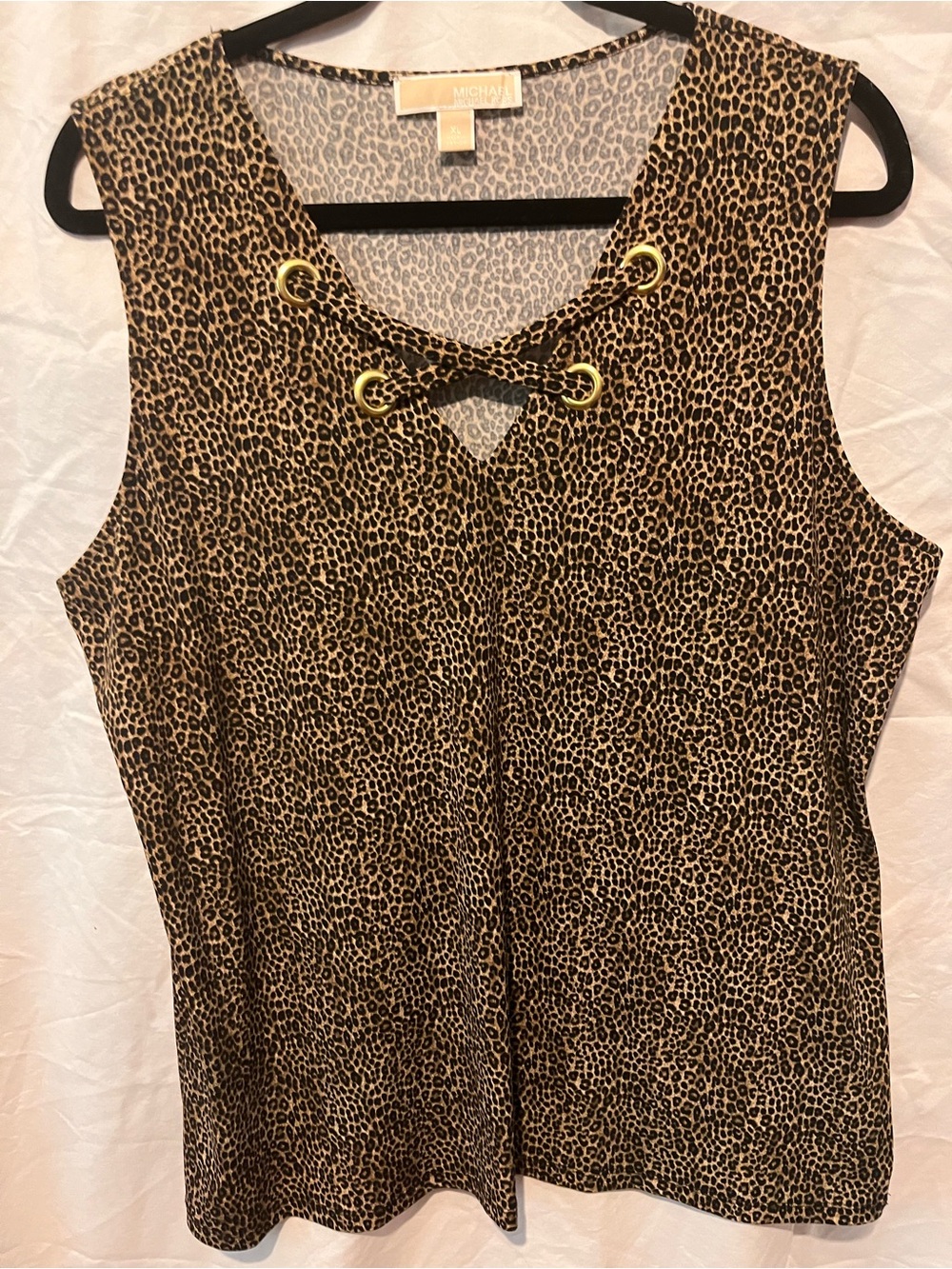 MICHAEL Michael Kors Leopard-Print Lace-Up Tank Top - Brown/Black